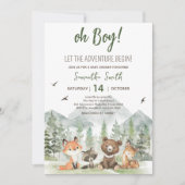 Invitation Aventure Commencer le Baby shower des animaux des  (Devant)