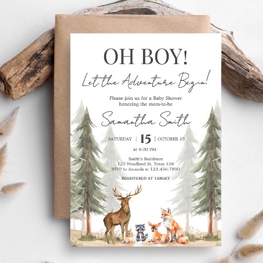 Invitation Aventure Commencer le Baby shower des animaux des 