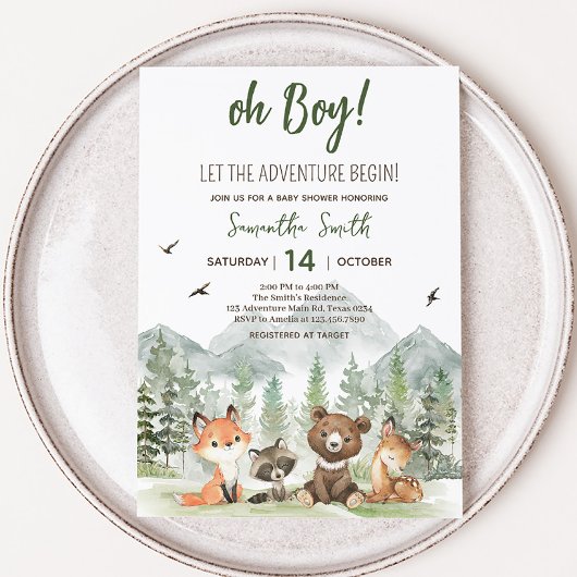 Invitation Aventure Commencer le Baby shower des animaux des 
