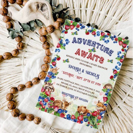 Invitation Aventure Commencer le Baby shower des animaux des 