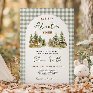 Invitation Aventure d'animaux de la forêt commence Baby Showe