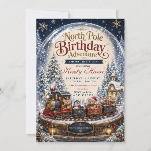 Invitation Aventure d'anniversaire au Pôle Nord (Devant)