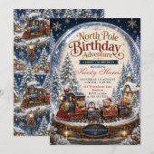 Invitation Aventure d'anniversaire au Pôle Nord (Devant / Derrière)