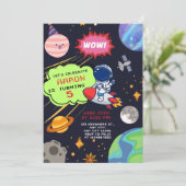 Invitation Aventure d'anniversaire cosmique avec astronaute (Debout devant)