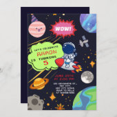 Invitation Aventure d'anniversaire cosmique avec astronaute (Devant / Derrière)