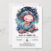 Invitation Aventure d'anniversaire sous-marine Axolotl (Devant)