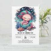 Invitation Aventure d'anniversaire sous-marine Axolotl (Debout devant)