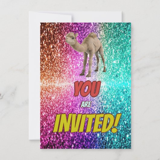 Invitation Aventure dans le désert du bébé chameau thème (Dos)