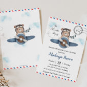 Invitation Aventure d'avion de l'ours mignon commence Fête po
