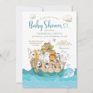 Invitation Aventure de baby shower avec l'arche de Noé mignon