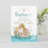 Invitation Aventure de baptême de l'arche de Noé Croix (Debout devant)