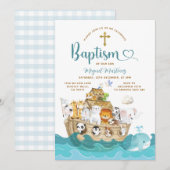 Invitation Aventure de baptême de l'arche de Noé Croix (Devant / Derrière)