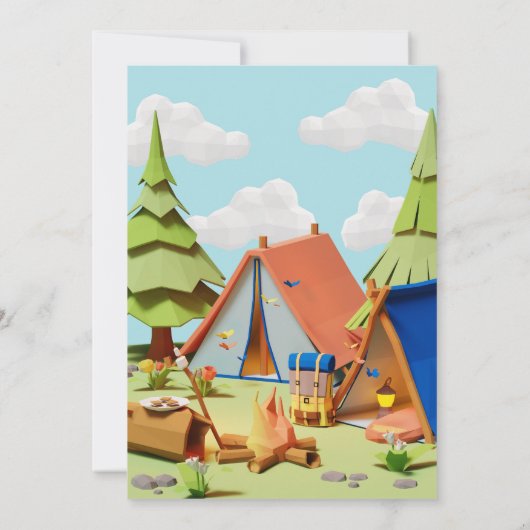 Invitation Aventure de camping en double pour jumeaux en atte (Dos)