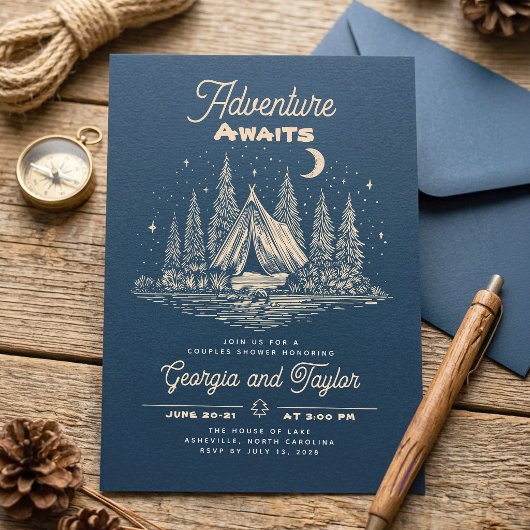 Invitation Aventure de douche de couples de camping fantaisis