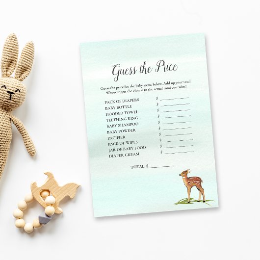Invitation Aventure de forêt Devinez le prix des cerfs Bébé J