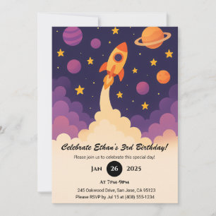 Invitation  Aventure de fusée et anniversaire de la galaxie v