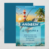Invitation Aventure de pêche côtière Phare Anniversaire (Devant / Derrière)