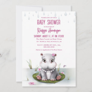 Invitation Aventure de rivière d'hippopotame Baby Shower