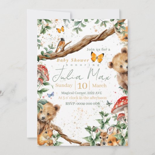 Invitation Aventure des animaux de la forêt 2 choix arrière (Devant)