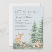 Invitation Aventure des Animaux de la Forêt Bébé Shower Comme (Devant)
