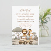 Invitation Aventure des Animaux de la Forêt Bébé Shower Comme (Debout devant)