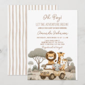 Invitation Aventure des Animaux de la Forêt Bébé Shower Comme (Devant / Derrière)