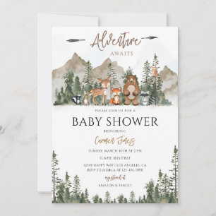 Invitation Aventure des Animaux de la Forêt pour Baby Shower
