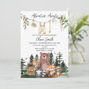 Invitation Aventure des Animaux de la Forêt pour Baby Shower