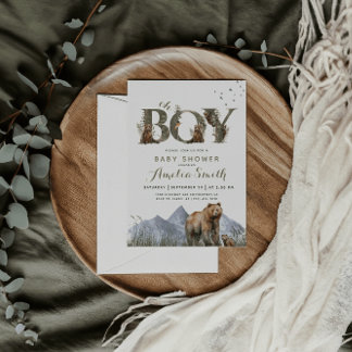 Invitation Aventure d'ours Eucalyptus Mousse Vert Oh Garçon