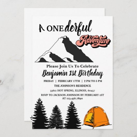 Invitation Aventure en cours Première fête d'anniversaire (Devant / Derrière)