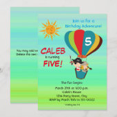 Invitation Aventure en montgolfière vintage pour l'anniversai (Devant / Derrière)