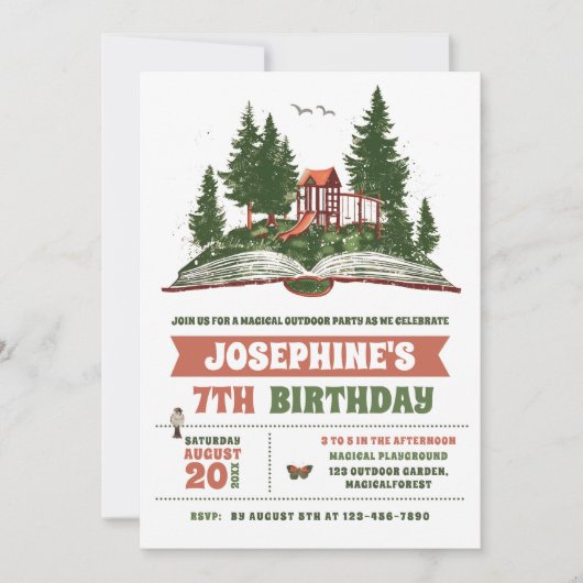 Invitation Aventure en plein air fête d'anniversaire (Devant)