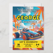 Invitation Aventure épique de voiture de course pour un anniv (Devant)