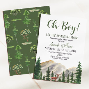 Invitation Aventure garçon bois cerf Baby Shower