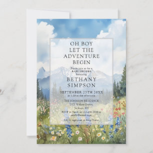 Invitation Aventure Garçon Commence Fête de Bébé Florale de M
