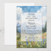 Invitation Aventure Garçon Commence Fête de Bébé Florale de M (Devant / Derrière)