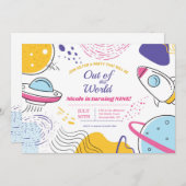 Invitation Aventure hors de l'espace fête d'anniversaire (Devant / Derrière)