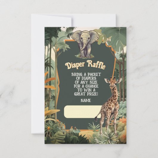 Invitation Aventure Jungle Animaux Douche Déchets Raffle (Devant)