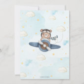 Invitation Aventure mignonne Ours bleu Avion Oh Baby shower g (Dos)