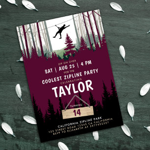 Invitation Aventure moderne de tyrolienne dans la forêt de Bo