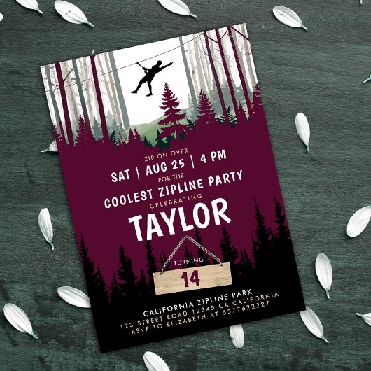 Invitation Aventure moderne de tyrolienne dans la forêt de Bo