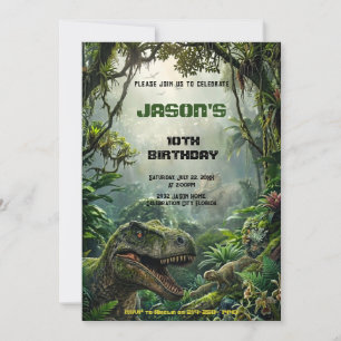 Invitation Aventure Monde Préhistorique T-Rex Jungle Jurassiq