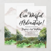 Invitation Aventure Montagne Anniversaire, Camping, Montagne (Devant / Derrière)