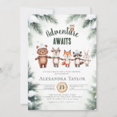 Invitation Aventure Neige Bois Animaux Baby shower d'hiver (Devant)