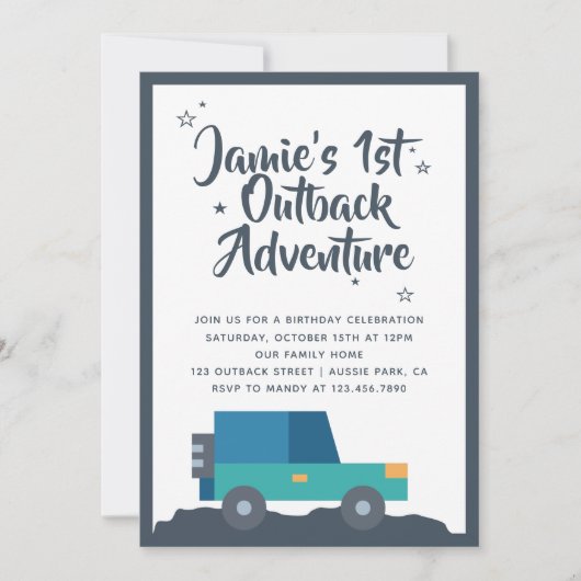Invitation Aventure Outback fête d'anniversaire (Devant)
