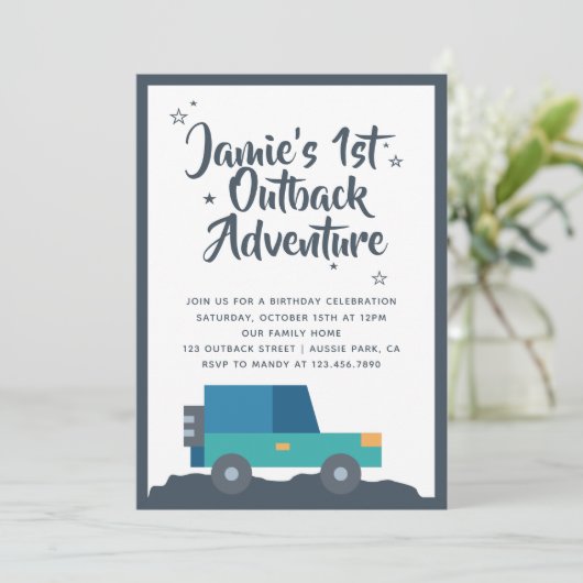 Invitation Aventure Outback fête d'anniversaire (Debout devant)