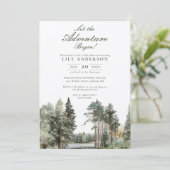 Invitation Aventure Rustique Commence Fête de Bébé en Forêt d (Debout devant)