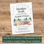 Invitation Aventure Rustique des Animaux de la Forêt Baby Sho