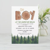 Invitation Aventure rustique en forêt pour bébé garçon (Debout devant)