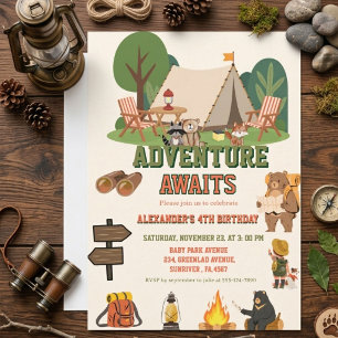 Invitation Aventure safari sauvage Woodland anniversaire